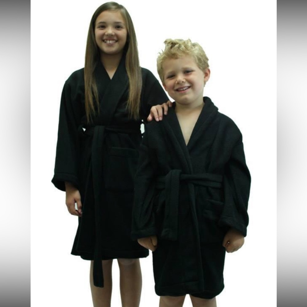 Brand New Mirko Kids Black Fleece Robe